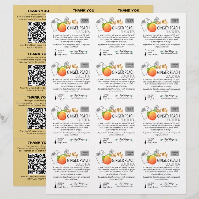 Inserções de Exemplo de Pêssego 3x4 Pequeno Quadra (Frente/Verso)