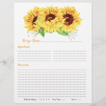 Inserções de recebimento de girassol amarelo