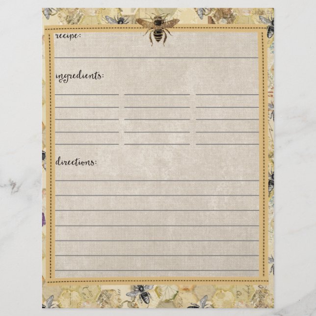 Inserções de Receita do Apicultor de Vintagem (Frente)