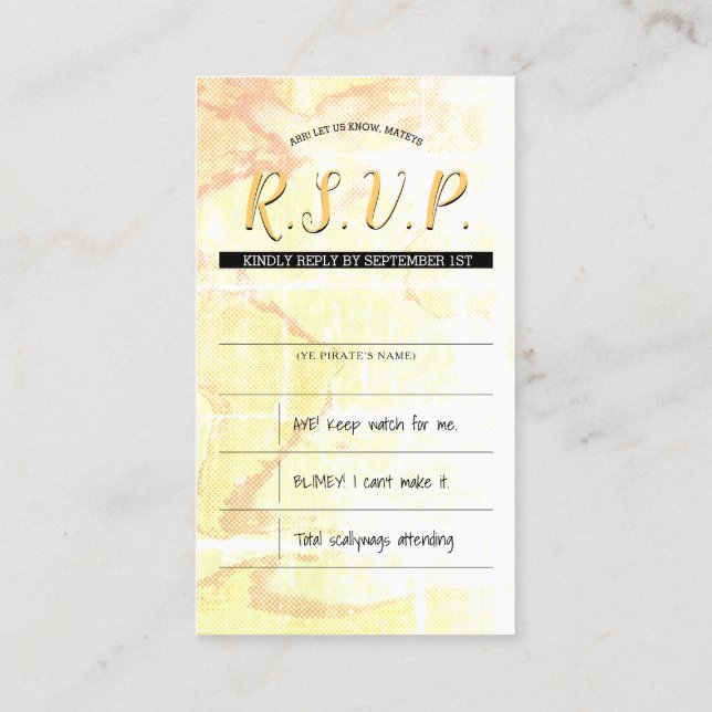 inserções de rsvp de casamento pirata (Verso)