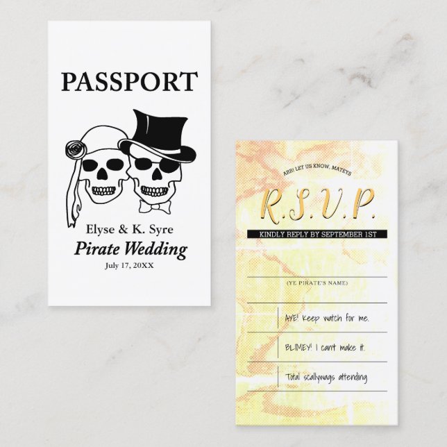 inserções de rsvp de casamento pirata (Frente/Verso)