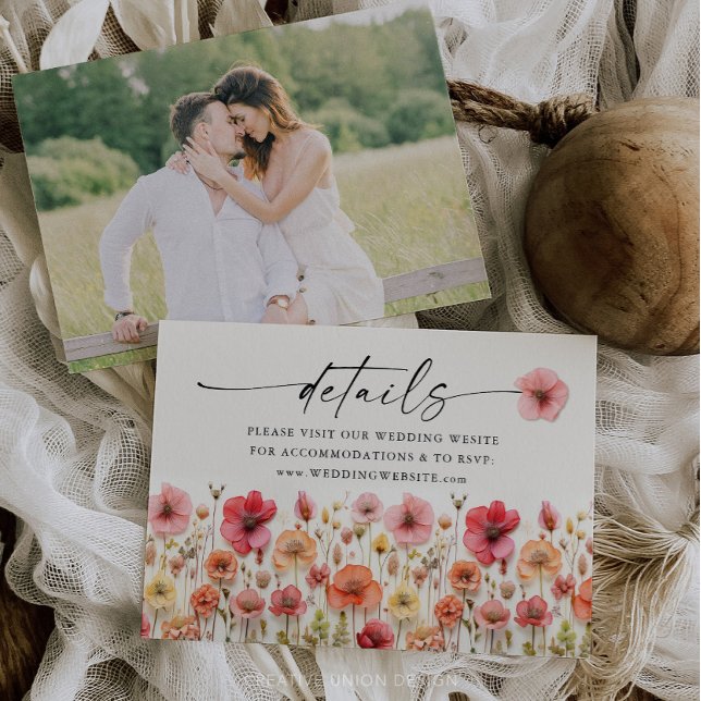 Inserir Cartão de Inserção do Site de Detalhes do  (Wedding Details Card Wildflowers)