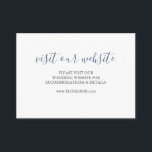 Inserir Marinho de Cartão do Site Casado - Script<br><div class="desc">Avise a todos o seu site de casamento com estes cartões de cerco simples. Eles apresentam uma fonte de cálculo de script azul marinho com seus detalhes em uma fonte clássica de sans em cinzas de carvão em um fundo branco nítido. A placa se reverte para um azul escuro consistente....</div>