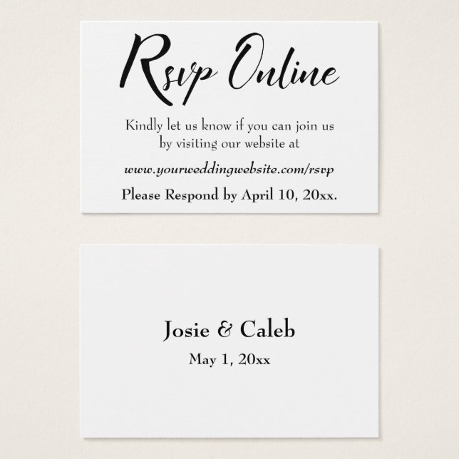 Inserir Script Preto, Branco, RSVP Online de Casam (Frente & Verso)