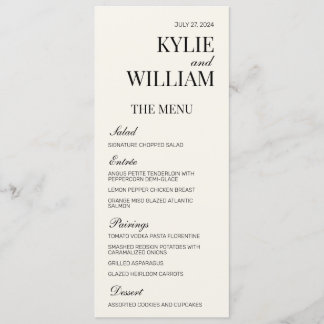 Inserto de Menu de Casamento Elegante