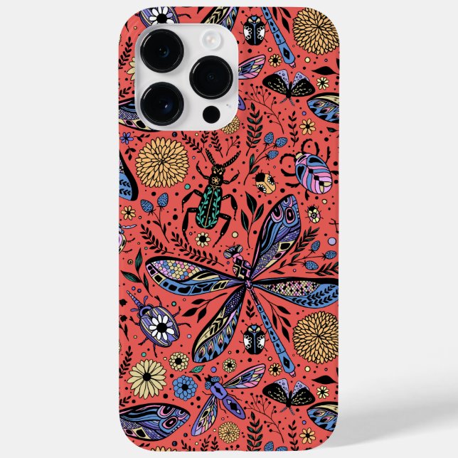 Insetos de porta em vermelho-coral (Verso)