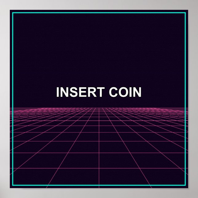 Insira Moeda - Poster de Grade de Arcade Retro (Frente)