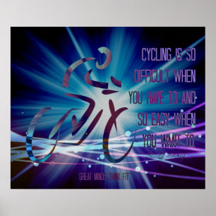 Inspirational Cycling Poster em azul e roxo