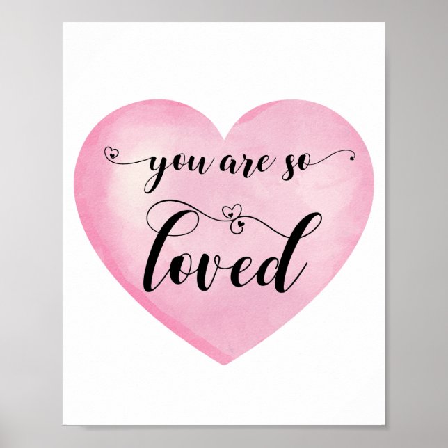 Inspirational Pink Love Cote White Heart Poster (Frente)