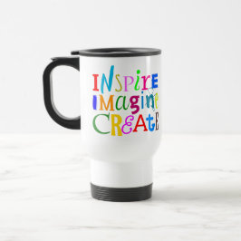 Inspire, Imagine, Crie - Caneca de viagem Motivaci