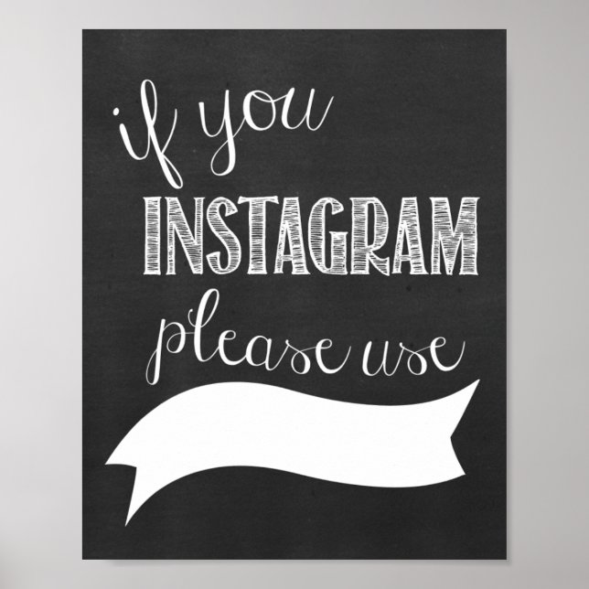 Instagram Hashtag Wedding Chalkboard Poster (Frente)