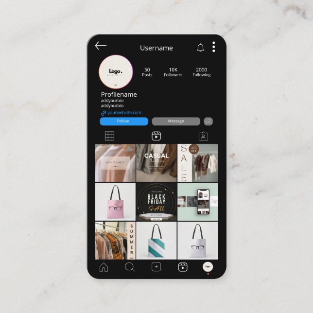 Instagram Mídia Social Código QR Cartão de visita  (Frente)