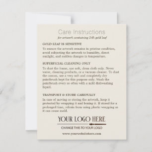 Instruções de Cuidado para Arte com Seu Logotipo
