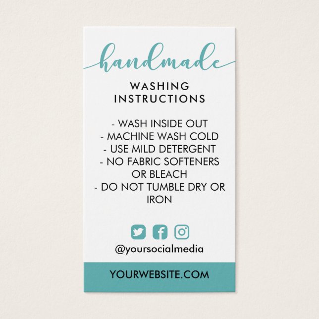 Instruções de lavagem manual em teal para mídia so (Frente)