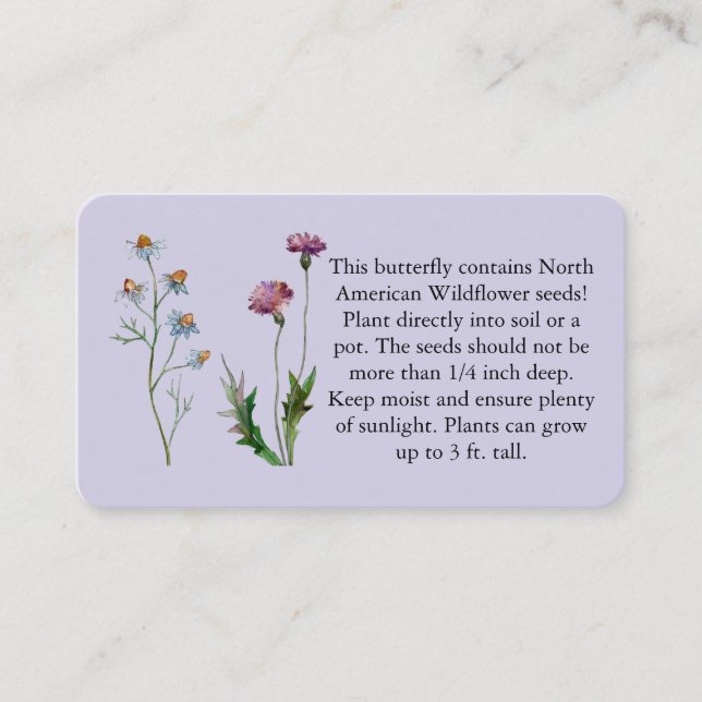 Instruções de papel de semente no Cartão de visita (Frente)