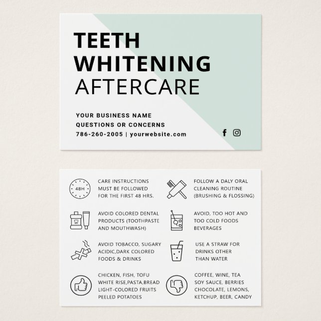 Instruções para cuidados pós-branqueamento de dent (Frente & Verso)