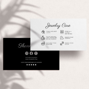Instruções para o tratamento de joias Cartões de a