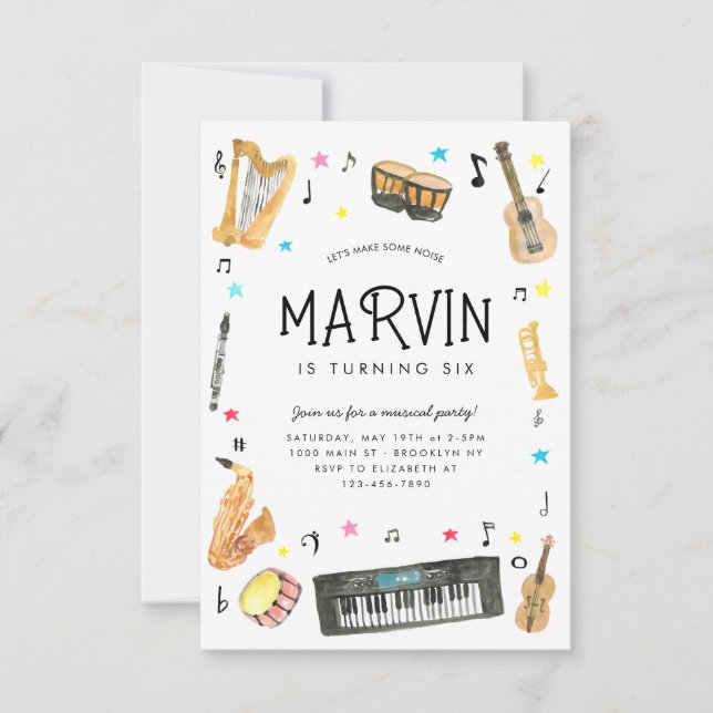 Instrumento de Orçamento Notas Musicais Aniversári (Frente)