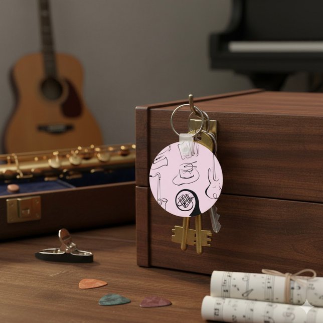 Instrumentos Musicais Em Chaveiro Rosa (Criador carregado)