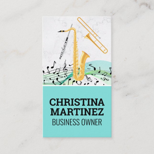 Instrumentos Musicais | Notas Musicais Cartão de v (Frente)