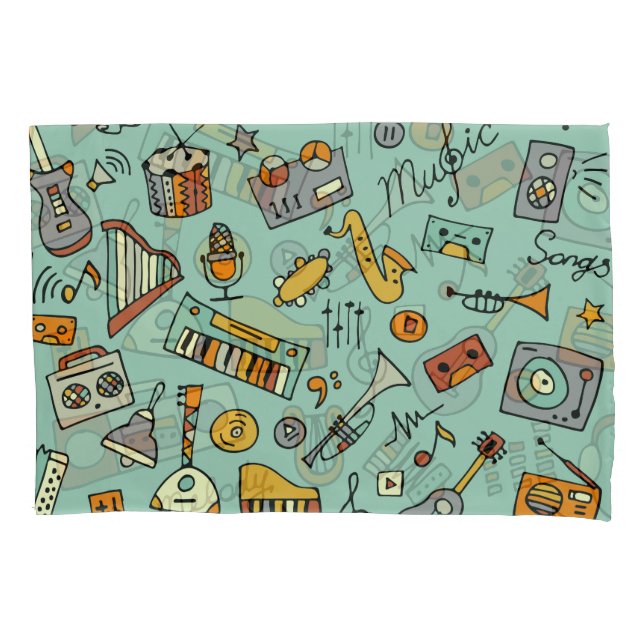 Instrumentos musicais, padrão de esboço vintage. (Frente)