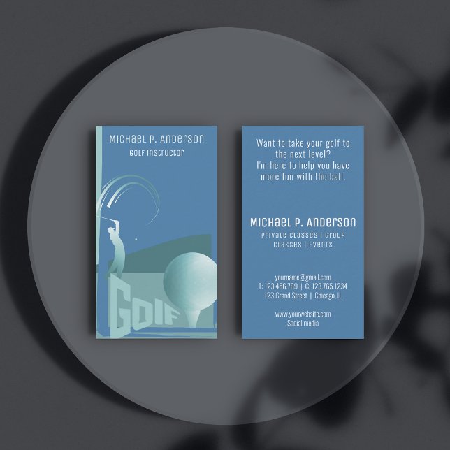 Instrutor de golfe moderno cartão de visita (Criador carregado)