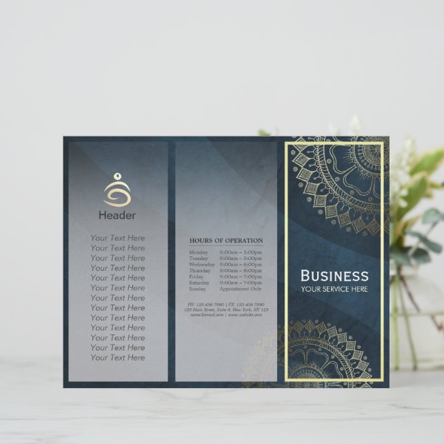 Instrutor de Meditação Yoga Dourado Mandala Tripla (Em pé/Frente)