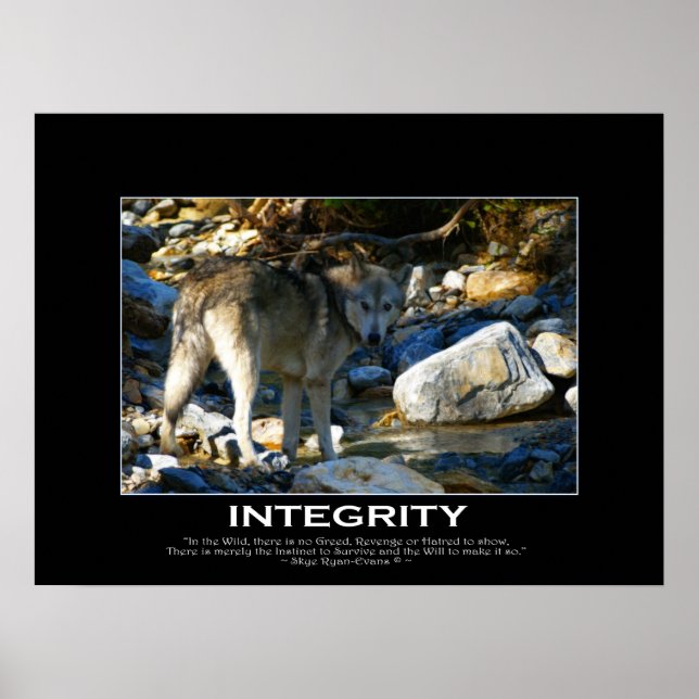 INTEGRIDADE Cinza Motivacional Wolf Art Impressão (Frente)