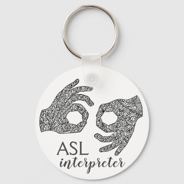 "Intérprete" - Chaveiro de Linguagem de Sinal Amer (Frente)
