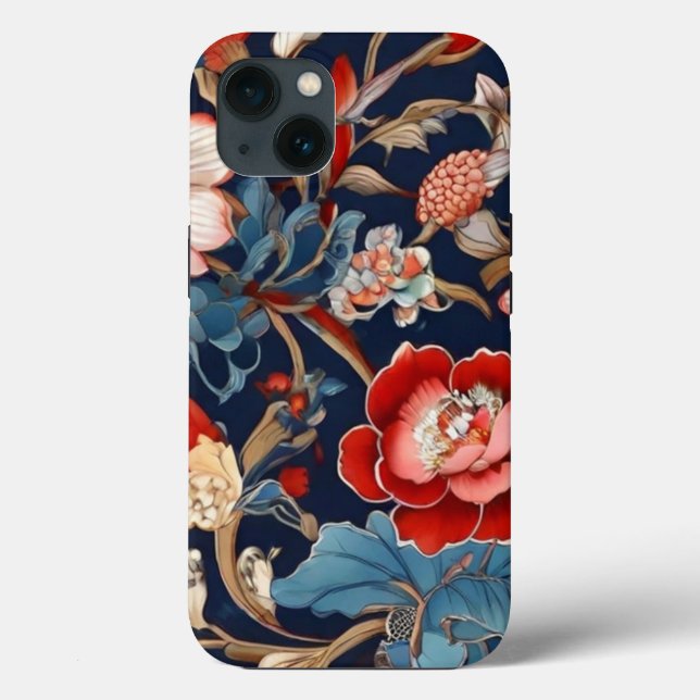 Intrair o belo Design de Flor no iPhone 13 Case (Verso)