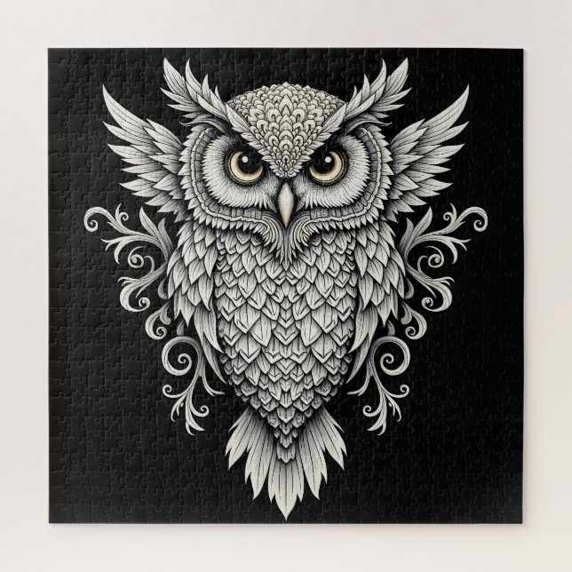 Intricate Owl Mandala Quebra-cabeça - Arte Detalha (Vertical)