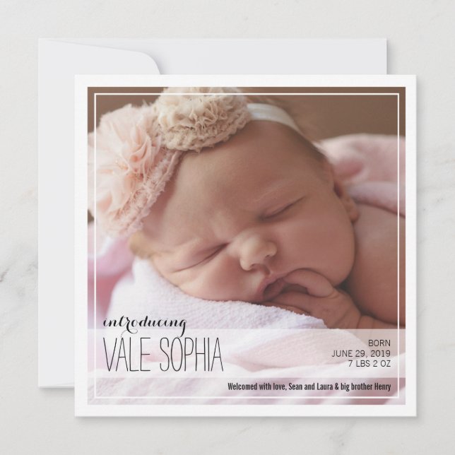 Introdução Clássica | Anúncio de bebê cor-de-rosa (Frente)