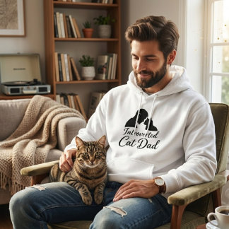 Introverted Cat Dad Minimalist Silhouette Pullover