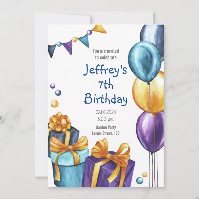 Invasão de aniversário com balões e convite para p (Frente)
