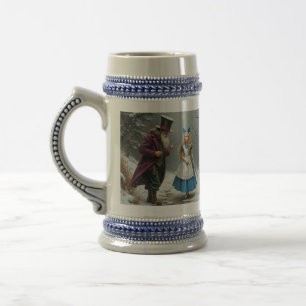 Inverno Alice caneca de cerveja azul da mão direit