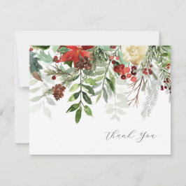 Inverno Aquarela Verde Floral Obrigado Cartões