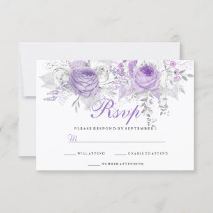 Inverno branco roxo elegante RSVP Wedding floral