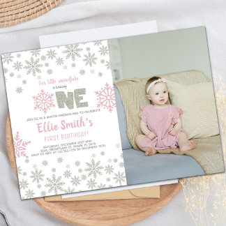 Inverno cor-de-rosa de inverno OneDerland Convite