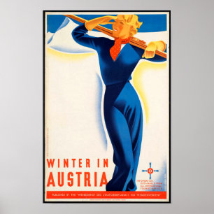 Inverno em Áustria - poster das viagens vintage