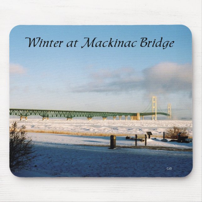 Inverno em Mackinac Bridge mousepad (Frente)