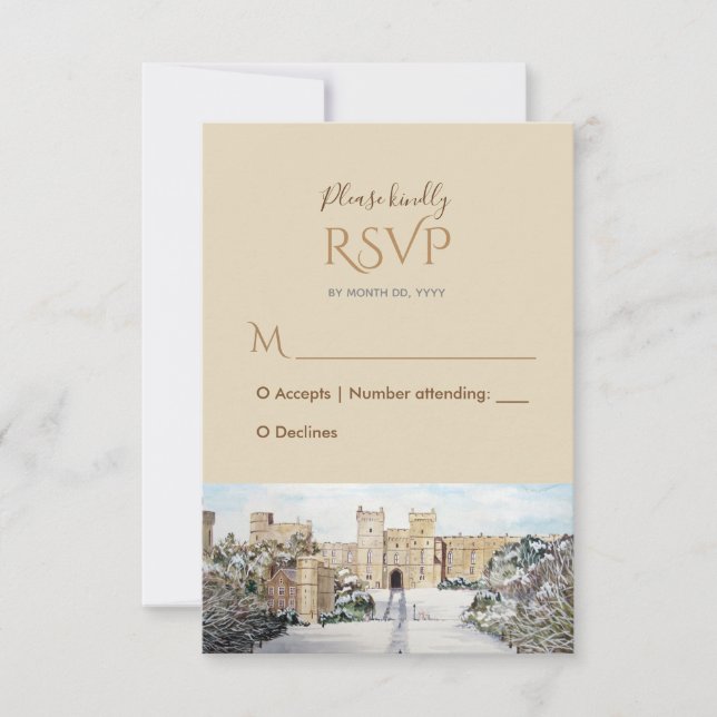 Inverno em Windsor Castle Wedding Response RSVP (Frente)