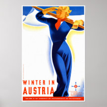 Inverno na Áustria - Poster de Viagens vintage res
