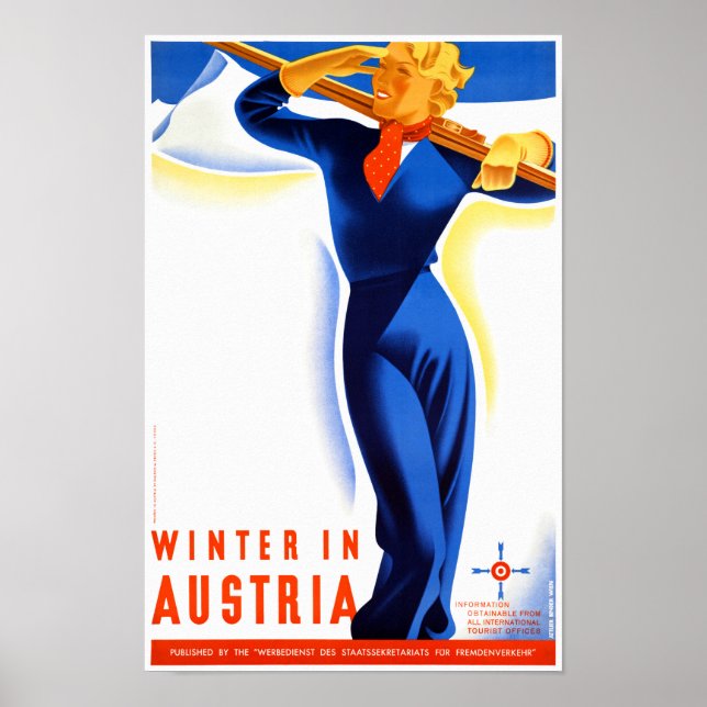 Inverno na Áustria - Poster de Viagens vintage res (Frente)