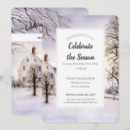 Inverno no Natal de Nova Inglaterra Convite Festiv