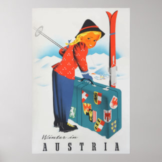 Inverno no Poster vintage da Áustria