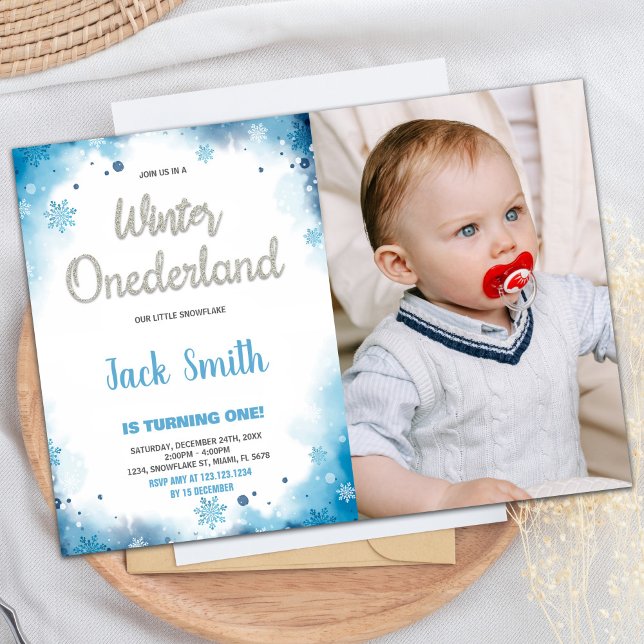 Inverno one derland primeiro aniversario convites  (winter onederland 1st birthday invitations w Photo)