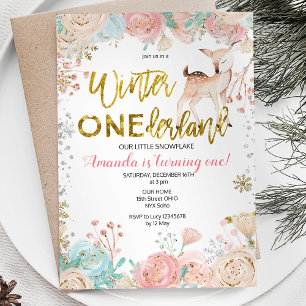 Inverno One derland Snow - Convite de Aniversário