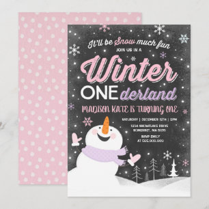 Inverno OneDerland Aniversário Convite Snowman Ro