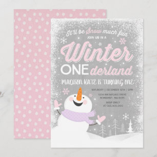 Inverno OneDerland Aniversário Convite Snowman Ro