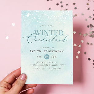 Inverno Onederland Convite de 1º Aniversário Bebê 